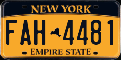 NY license plate FAH4481