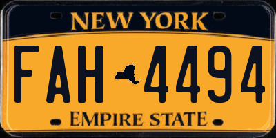 NY license plate FAH4494