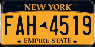 NY license plate FAH4519