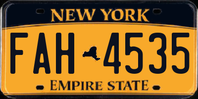 NY license plate FAH4535