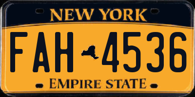 NY license plate FAH4536