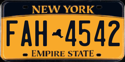 NY license plate FAH4542