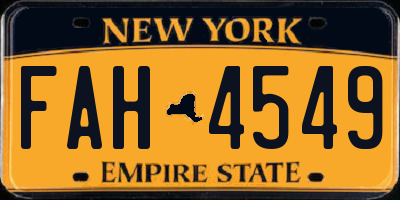 NY license plate FAH4549