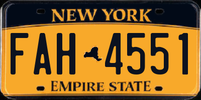 NY license plate FAH4551