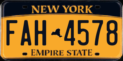 NY license plate FAH4578