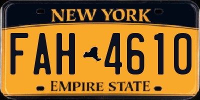 NY license plate FAH4610