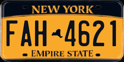 NY license plate FAH4621