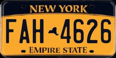 NY license plate FAH4626