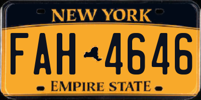 NY license plate FAH4646