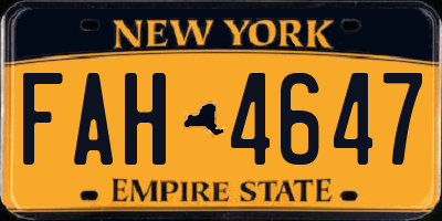 NY license plate FAH4647