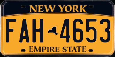 NY license plate FAH4653