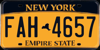 NY license plate FAH4657