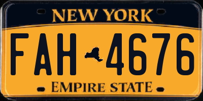 NY license plate FAH4676