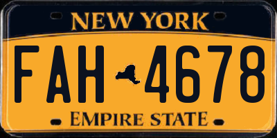 NY license plate FAH4678