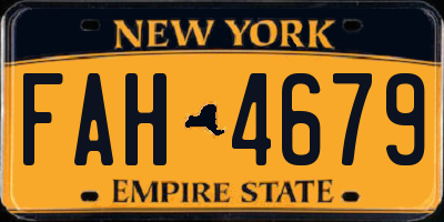 NY license plate FAH4679