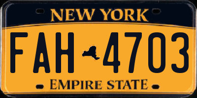 NY license plate FAH4703
