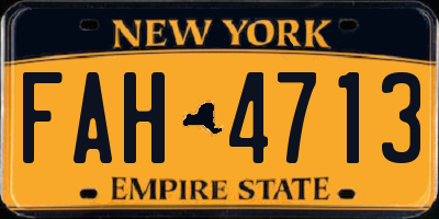 NY license plate FAH4713