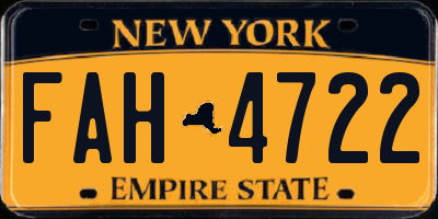 NY license plate FAH4722