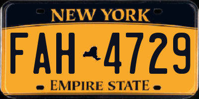 NY license plate FAH4729