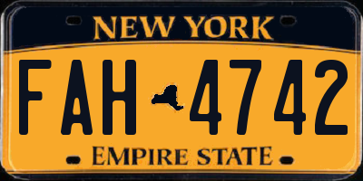 NY license plate FAH4742