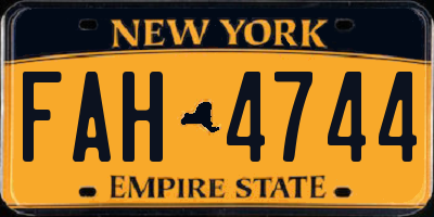 NY license plate FAH4744