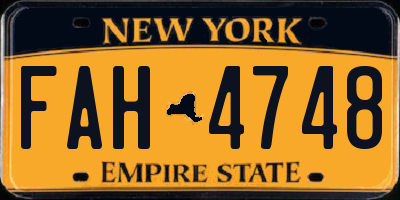 NY license plate FAH4748