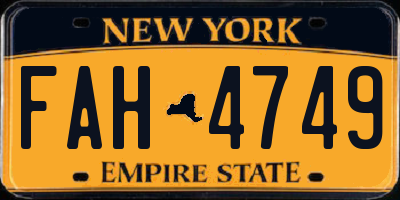 NY license plate FAH4749
