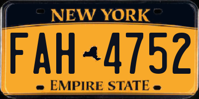 NY license plate FAH4752
