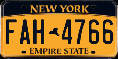 NY license plate FAH4766