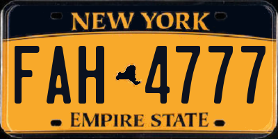 NY license plate FAH4777