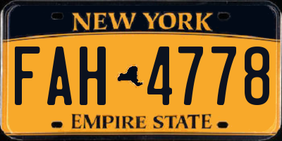 NY license plate FAH4778