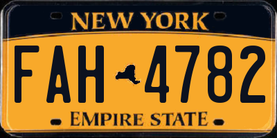 NY license plate FAH4782