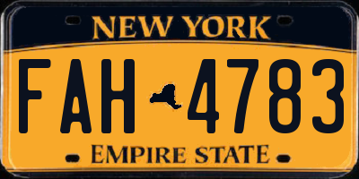 NY license plate FAH4783