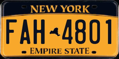 NY license plate FAH4801