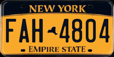 NY license plate FAH4804