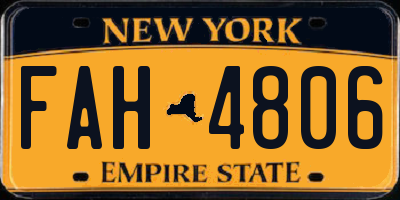 NY license plate FAH4806
