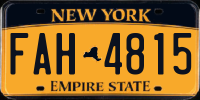NY license plate FAH4815