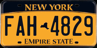 NY license plate FAH4829