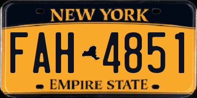 NY license plate FAH4851