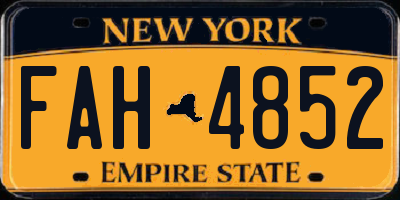 NY license plate FAH4852