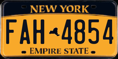 NY license plate FAH4854