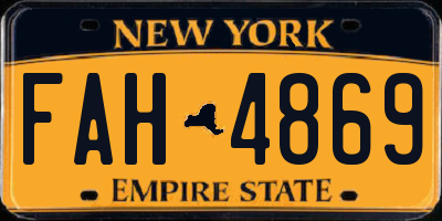 NY license plate FAH4869