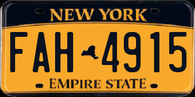 NY license plate FAH4915