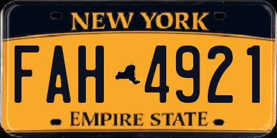 NY license plate FAH4921