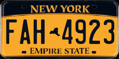 NY license plate FAH4923