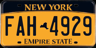 NY license plate FAH4929