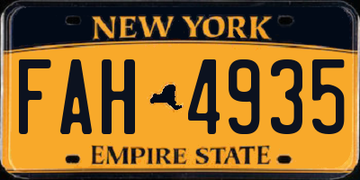 NY license plate FAH4935