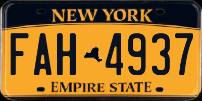 NY license plate FAH4937