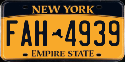 NY license plate FAH4939
