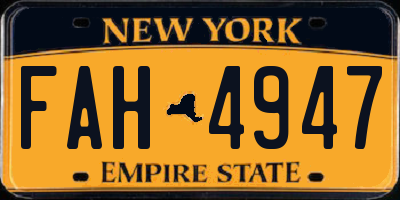 NY license plate FAH4947